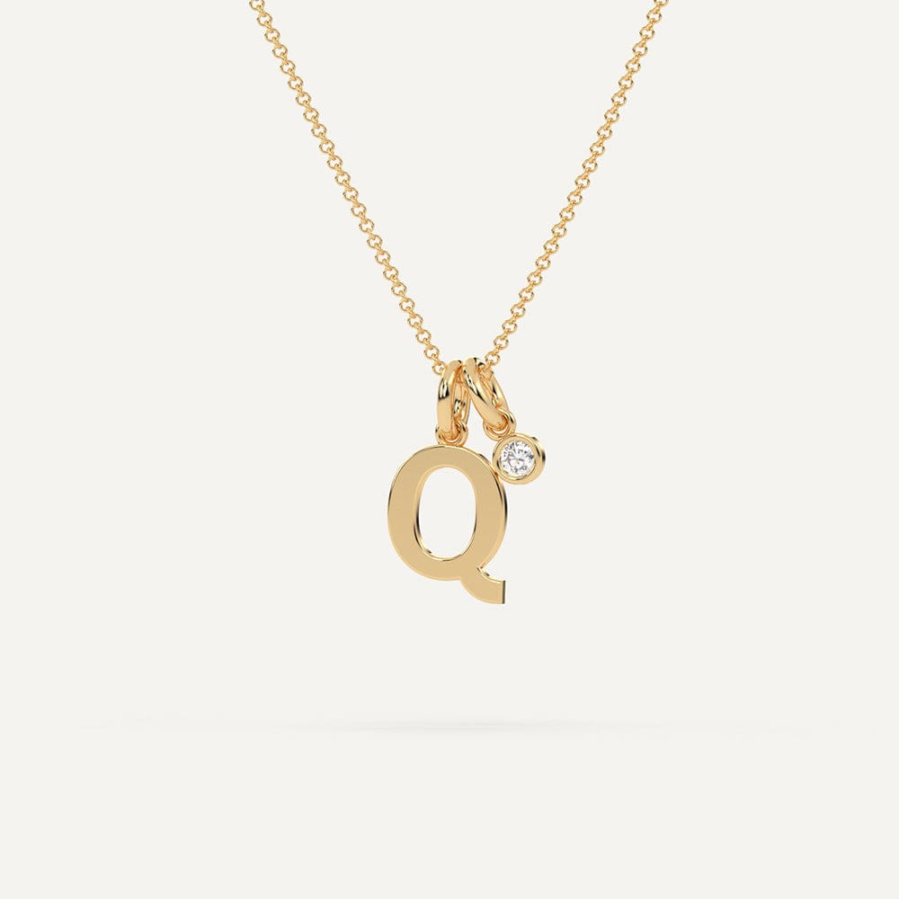 White gold initial Q necklace