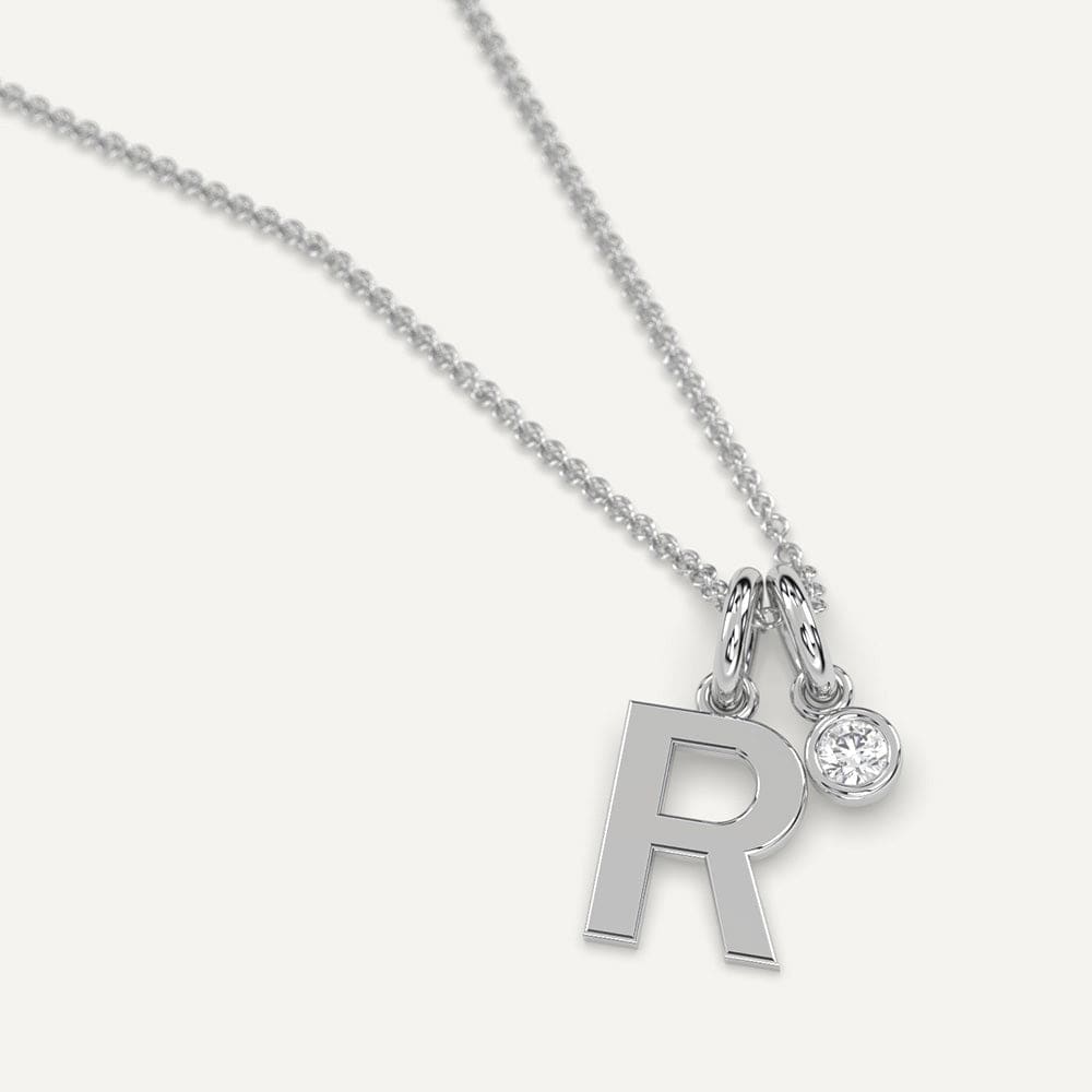 White gold initial R necklace
