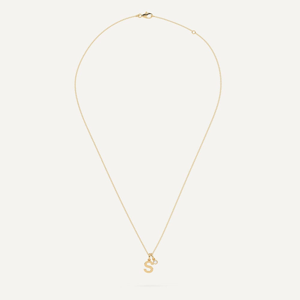 Letter S Initial Necklace Gold