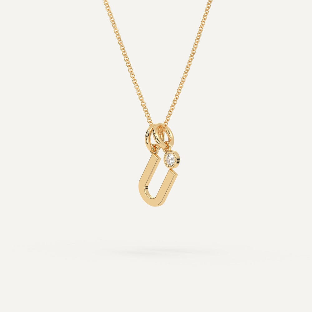 Gold U initial pendant necklace