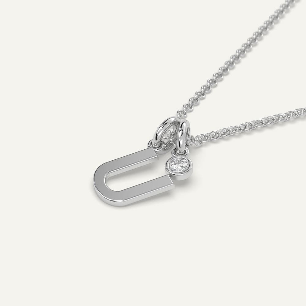 White gold initial U necklace