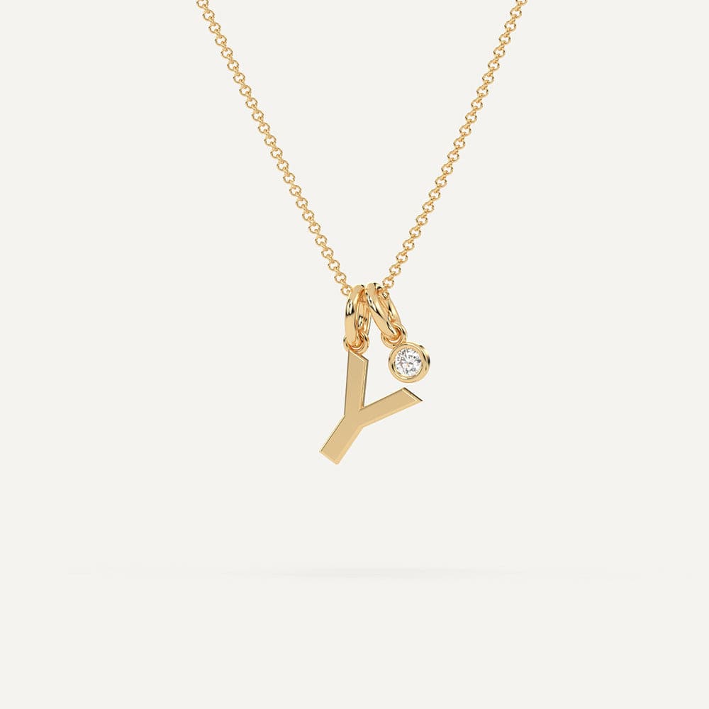 Yellow gold Y letter pendant