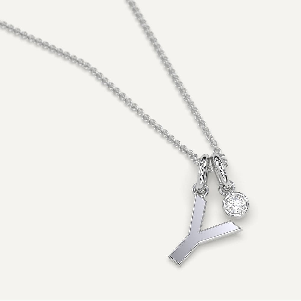 White gold initial Y necklace