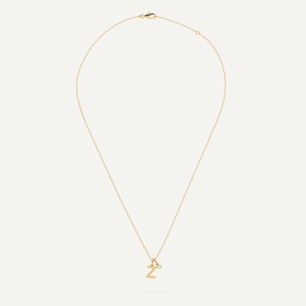 Gold Initial Necklace Z Pendant