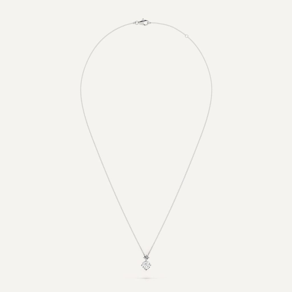 Single Diamond Pendant with Adjustable 16 Inch Necklace Length