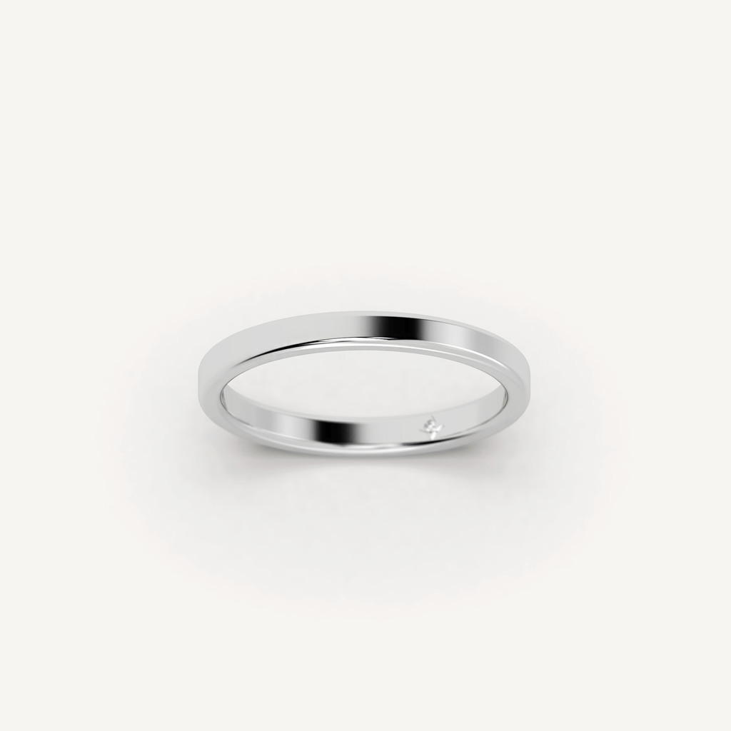 14K White Gold Simple Traditional Thin Wedding Ring Band
