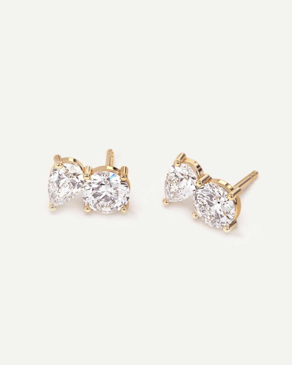14K Gold Diamond Stud Earrings Solid Gold Earrings Yellow / -  Sweden
