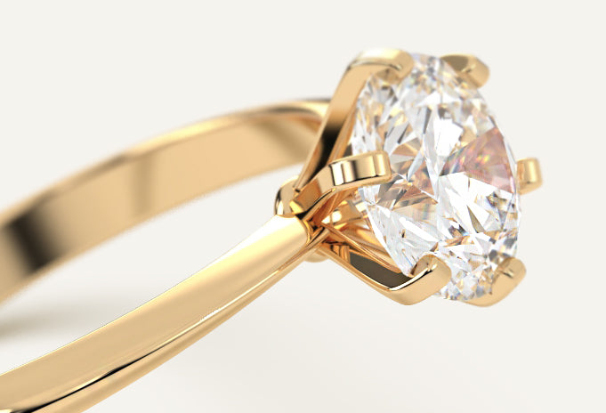 Yellow Gold Single Diamond Engagement Ring