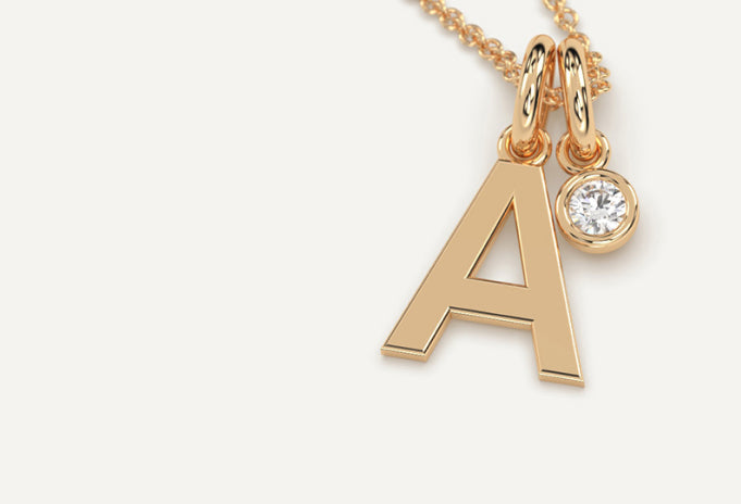 Gold Initial Necklaces - Letter A Pendant