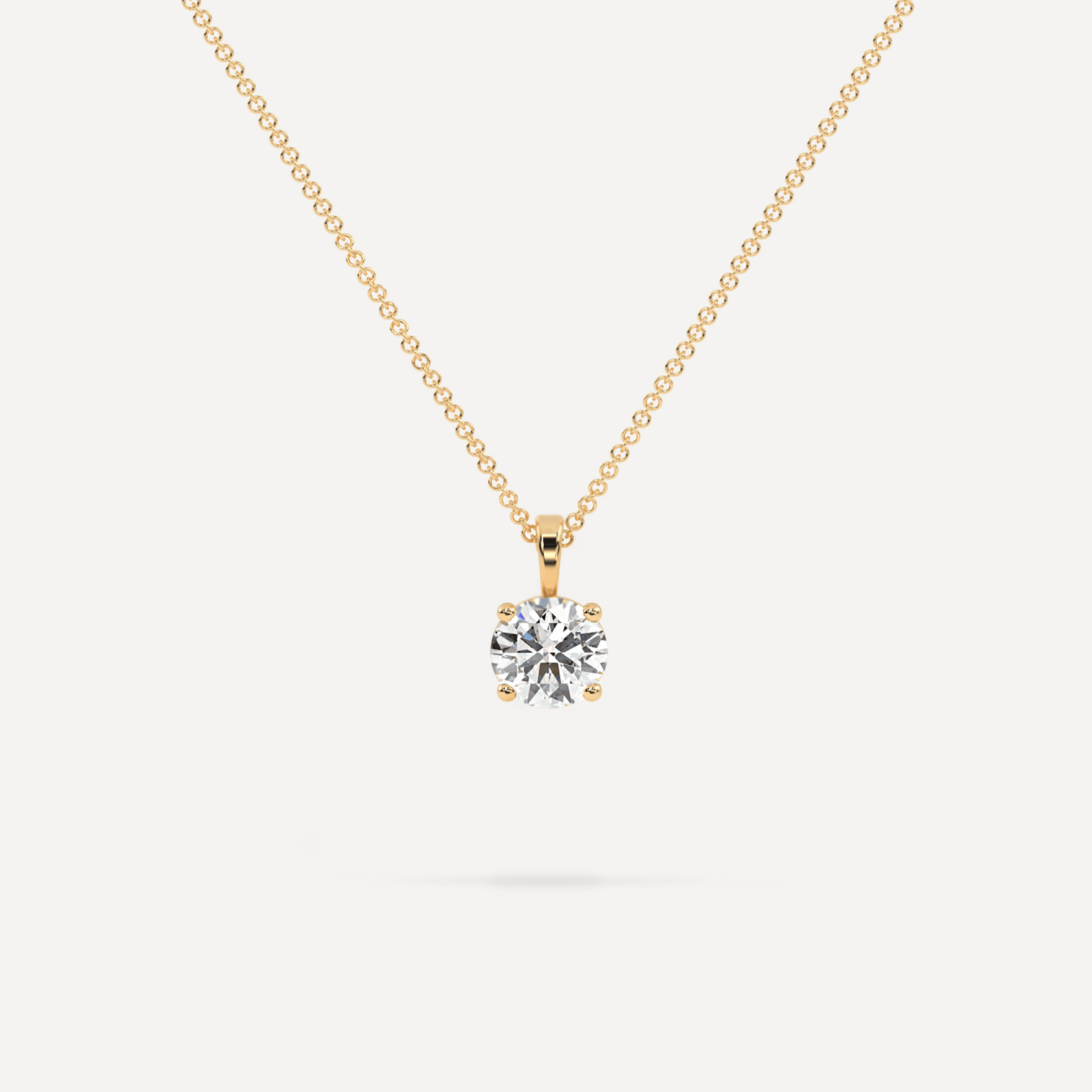 Single Diamond Necklace Round Solitaire Pendant Shiree Odiz 14K White Gold