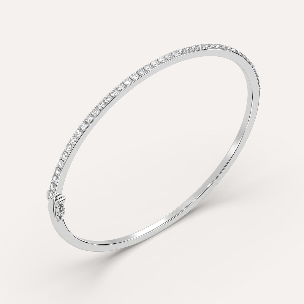 white gold pave, bangle bracelets with 1 1/2 carat round diamonds