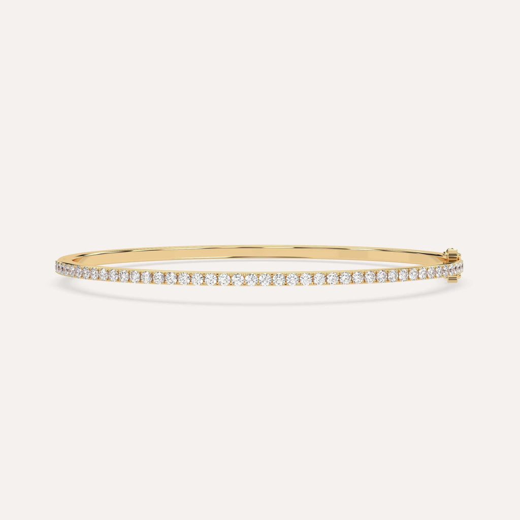 1 1/2 carat diamond pave, bangle bracelet in 14K yellow gold