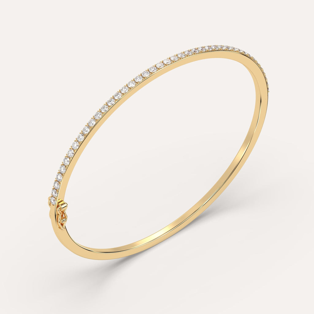 yellow gold pave, bangle bracelets with 1 1/2 carat round diamonds