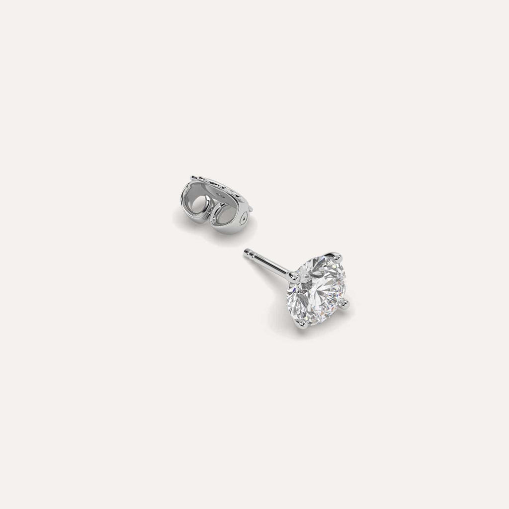 1 1/2 carat Single Round Diamond Stud Earring, Natural Diamonds White Gold