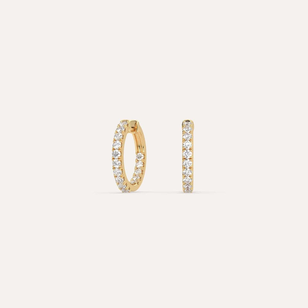 1/2 carat Diamond Hoop Earrings, Natural Diamonds Yellow Gold