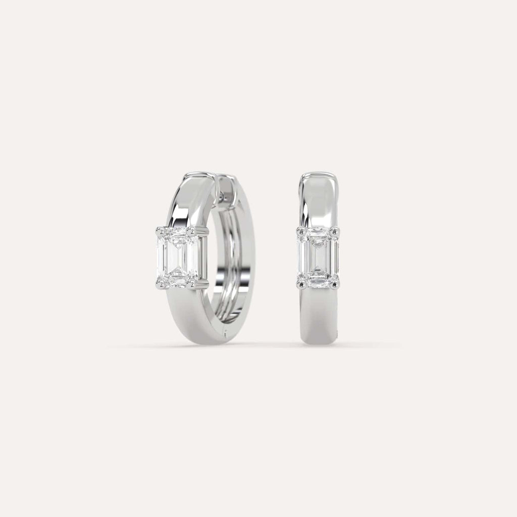 1/2 carat Emerald Natural Diamond Hoop Earrings in White Gold