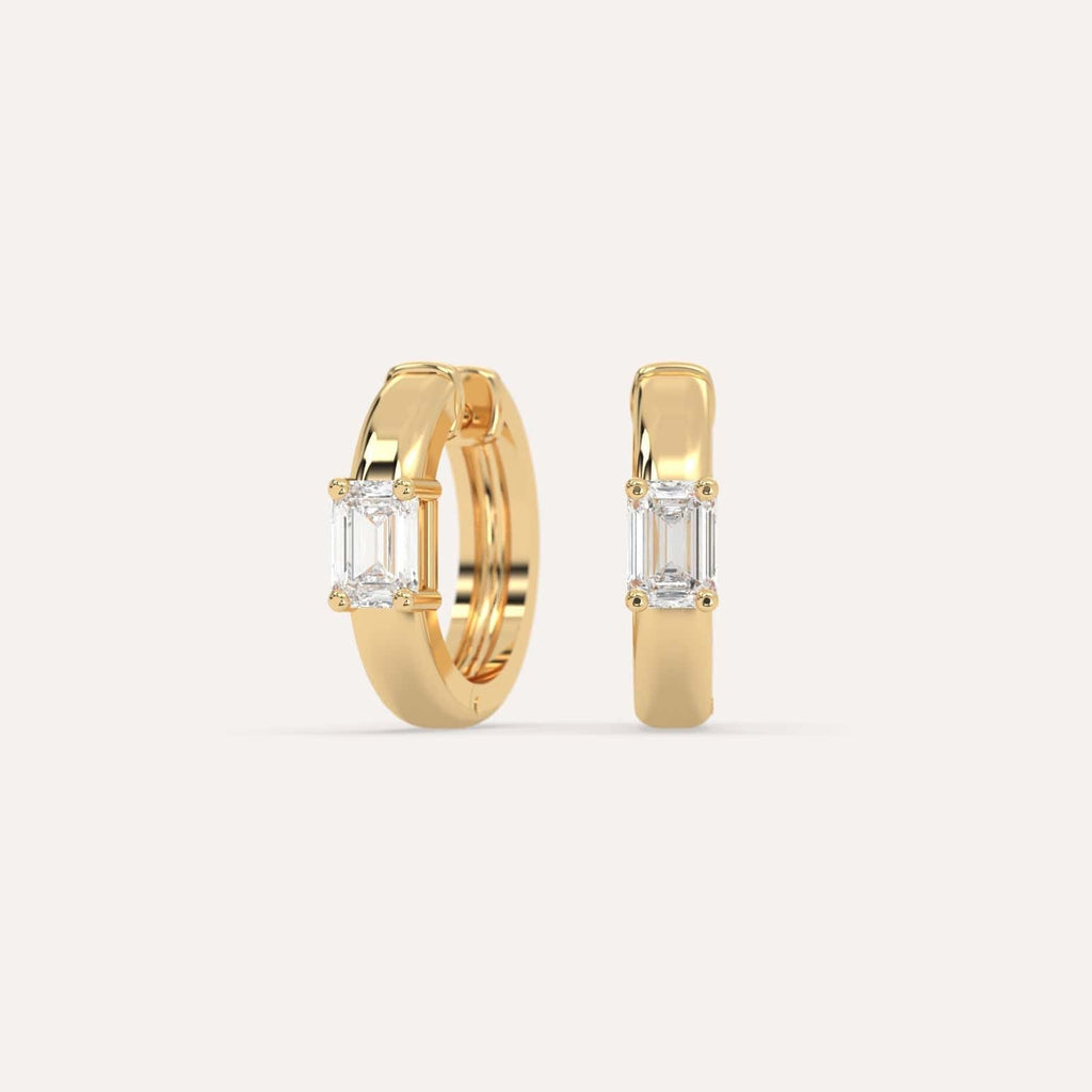 1/2 carat Emerald Lab Diamond Hoop Earrings in Yellow Gold