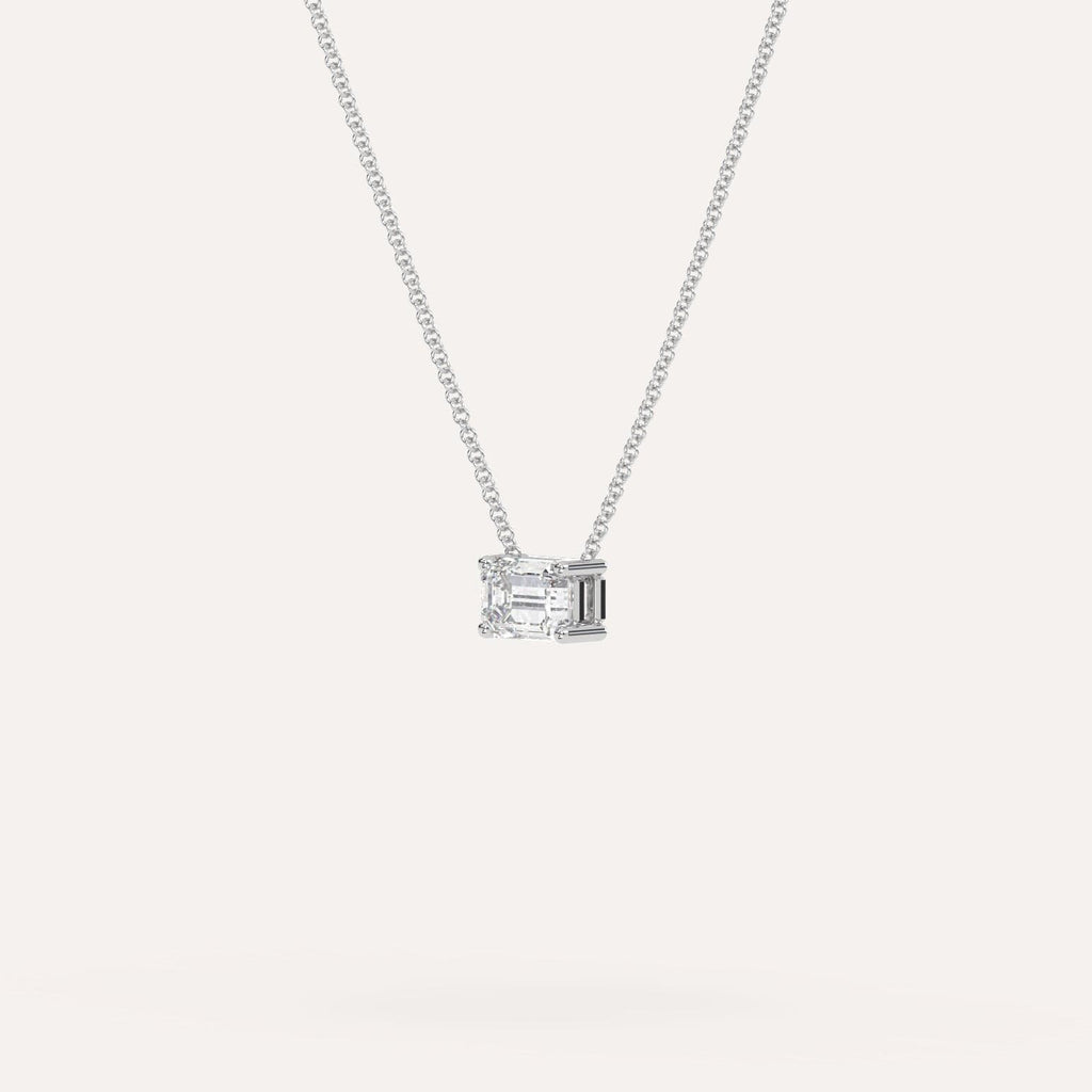 White Gold Floating Diamond Necklace With 1/2 Carat Emerald Diamond