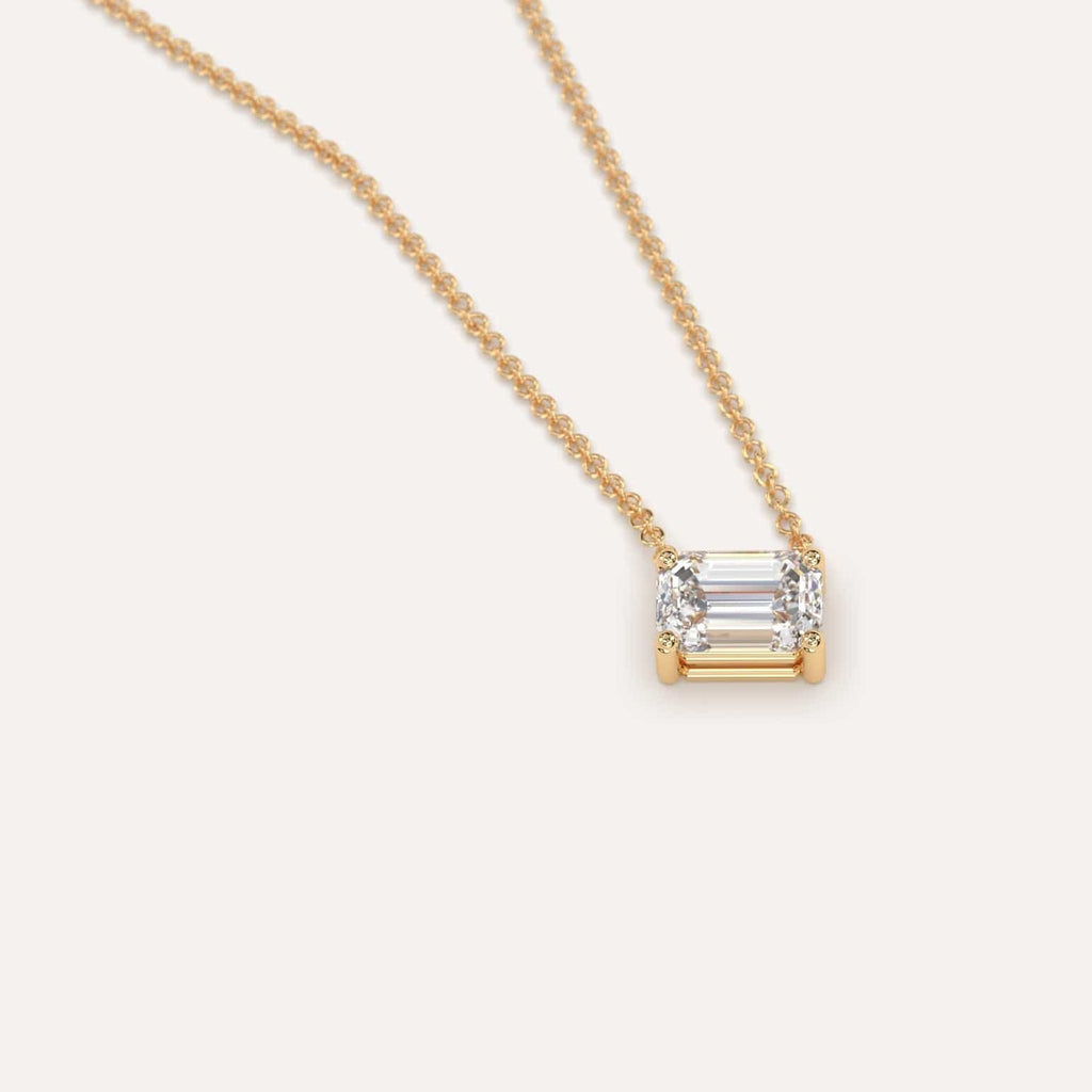 Simple Diamond Floating Necklace With Emerald Natural Diamond In Yellow Gold