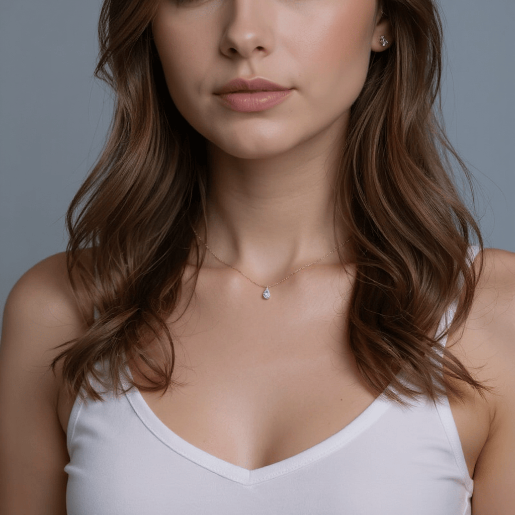 1 2 carat floating pear diamond necklace