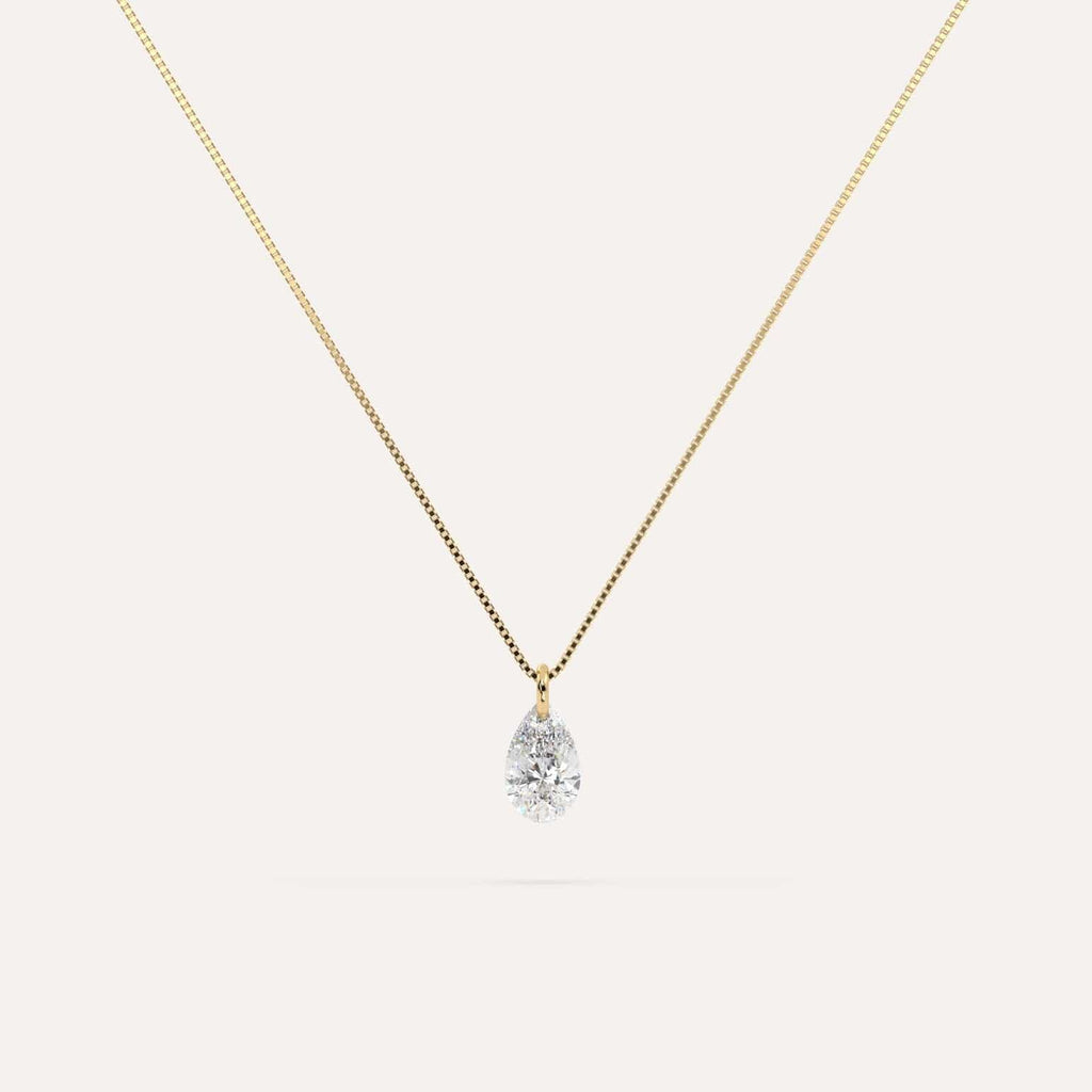 1 2 carat floating pear diamond necklace