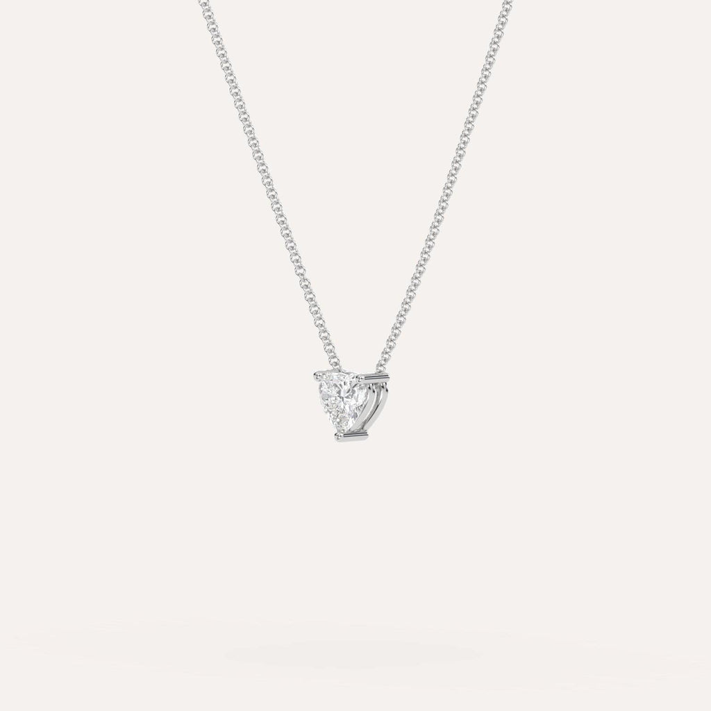 White Gold Floating Diamond Necklace With 1/2 Carat Heart Diamond