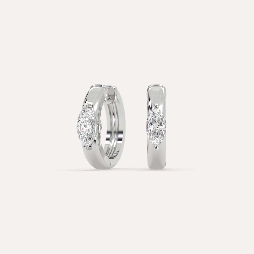 1/2 carat Marquise Natural Diamond Hoop Earrings in White Gold