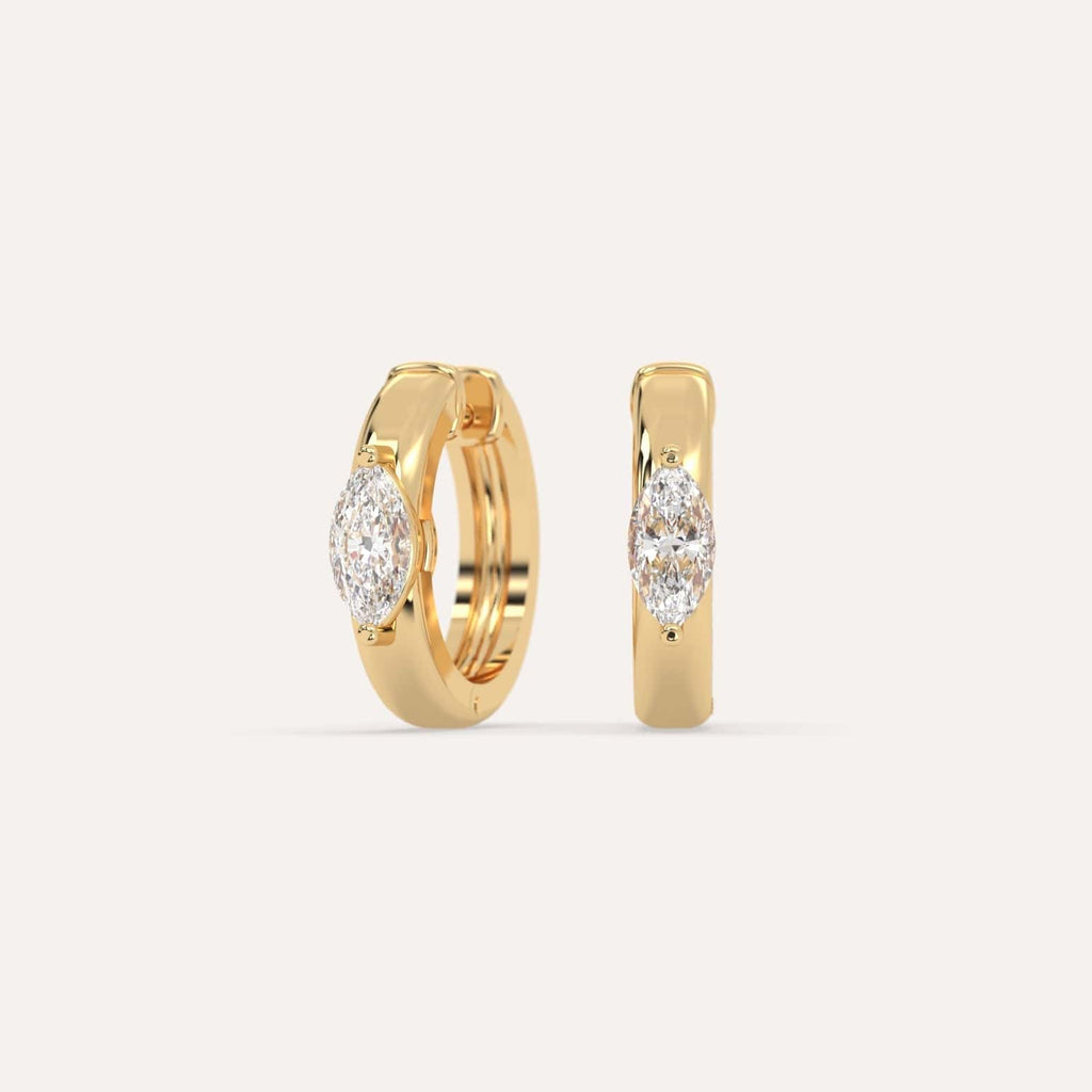 1/2 carat Marquise Lab Diamond Hoop Earrings in Yellow Gold