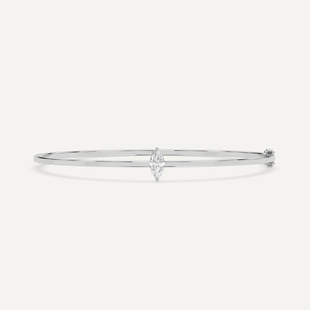 1/2 carat diamond solitaire, bangle bracelet in 14K white gold