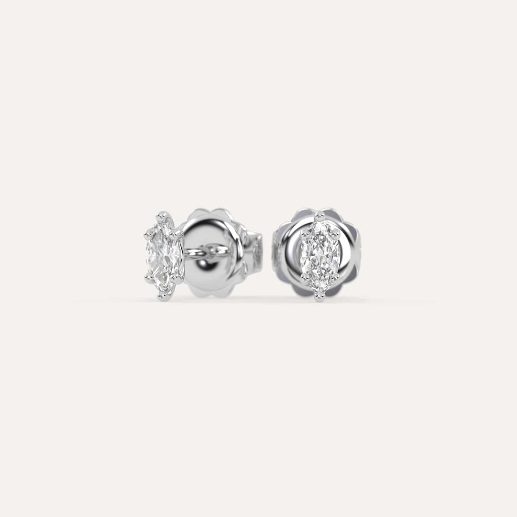 1/2 carat Marquise Diamond Stud Earrings, Natural Diamonds White Gold