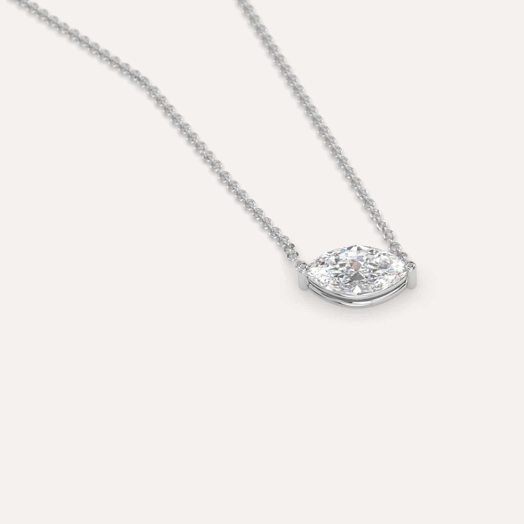 Simple Diamond Floating Necklace With Marquise Lab Diamond In White Gold