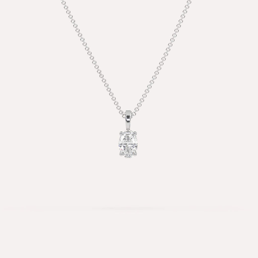 1/2 Carat Simple Solitaire Diamond Pendant Necklace In 14K White Gold