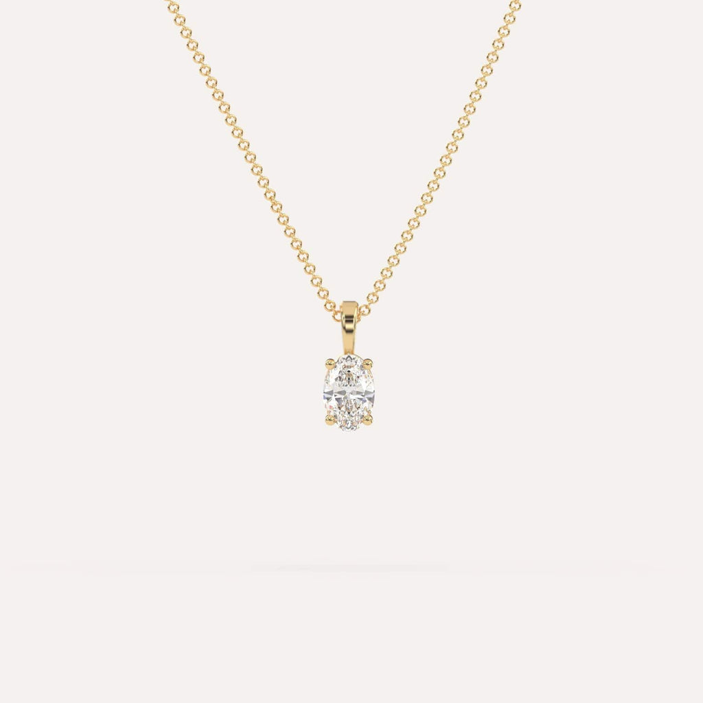 1/2 Carat Simple Solitaire Diamond Pendant Necklace In 14K Yellow Gold