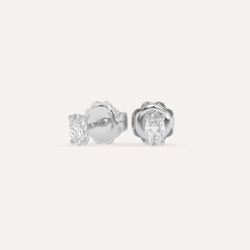 1/2 carat Oval Diamond Stud Earrings, Natural Diamonds White Gold
