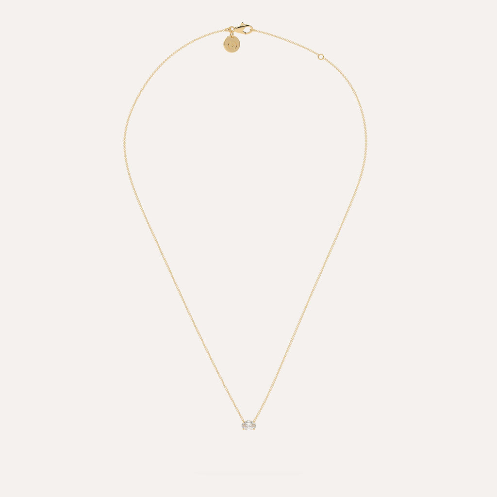1/2 carat Oval Floating Diamond Necklace Natural Yellow Gold