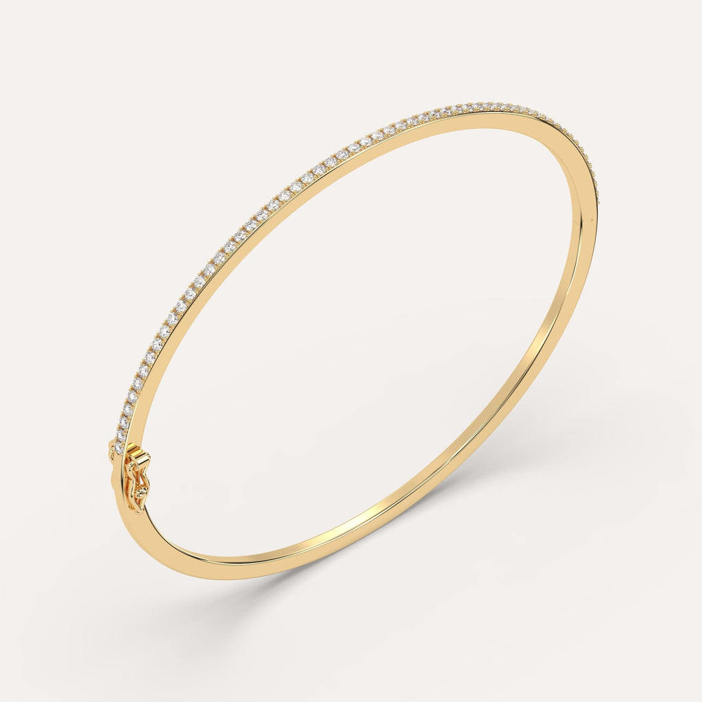 yellow gold pave, bangle bracelets with 1/2 carat round diamonds