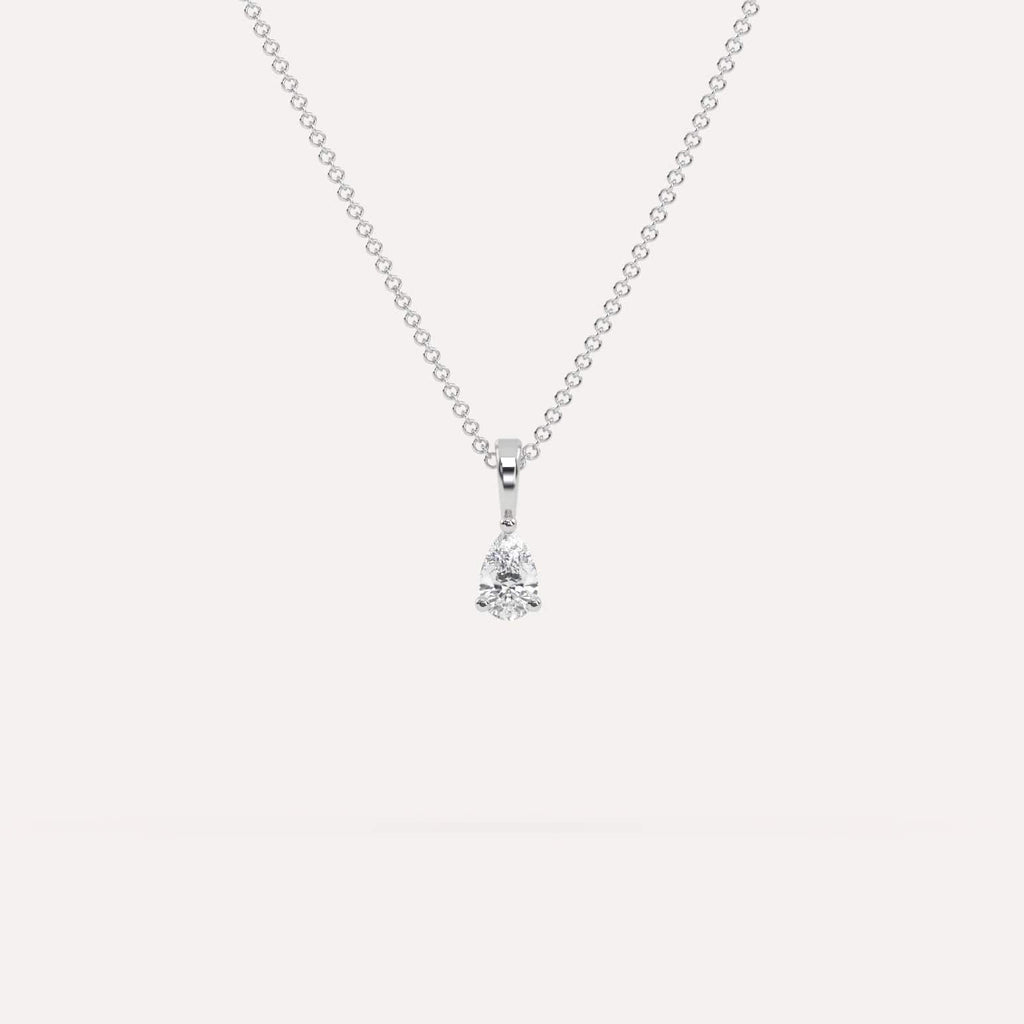 1/2 Carat Simple Solitaire Diamond Pendant Necklace In 14K White Gold