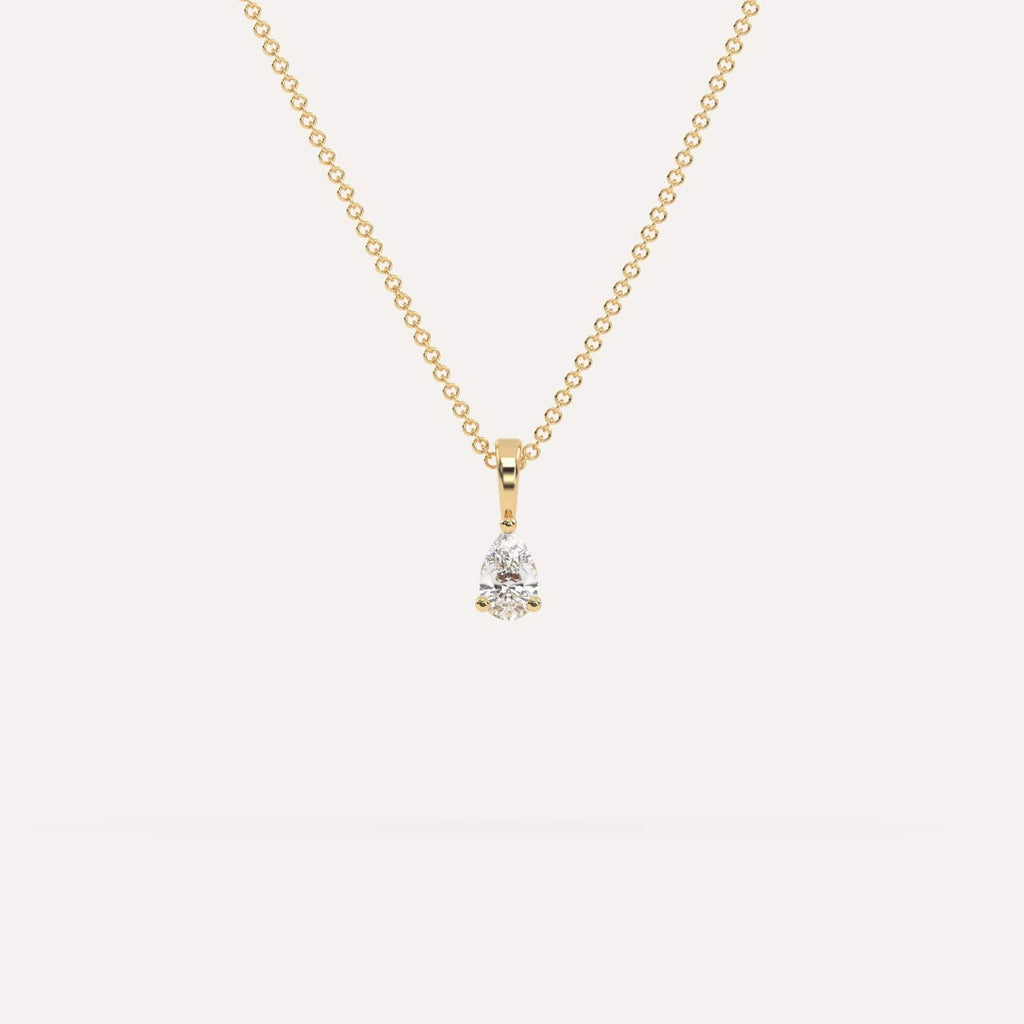 1/2 Carat Simple Solitaire Diamond Pendant Necklace In 14K Yellow Gold