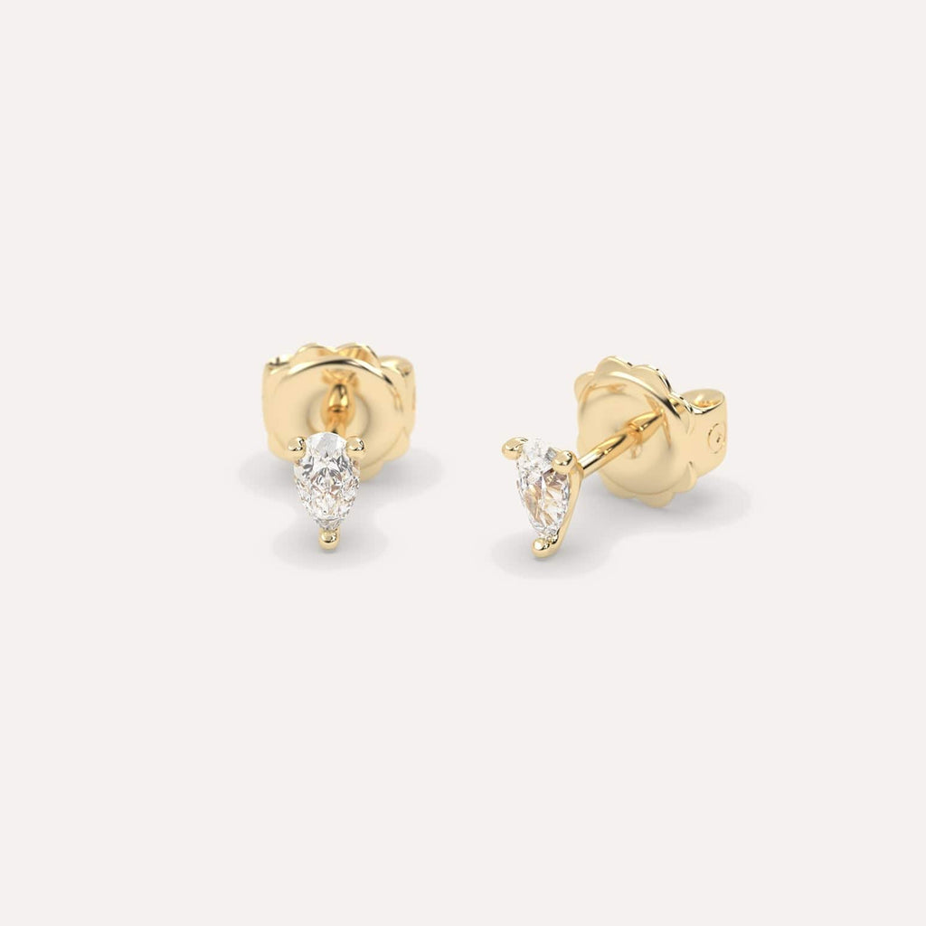 1/2 Carat Yellow Gold Diamond Stud Earrings For Women