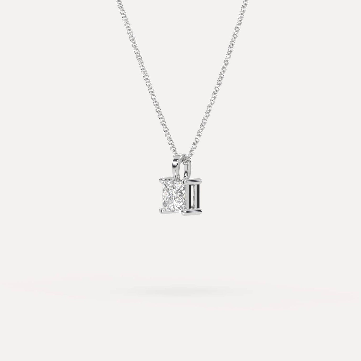 Diamond Pendant Necklace: 1/2 Carat Square Princess Cut