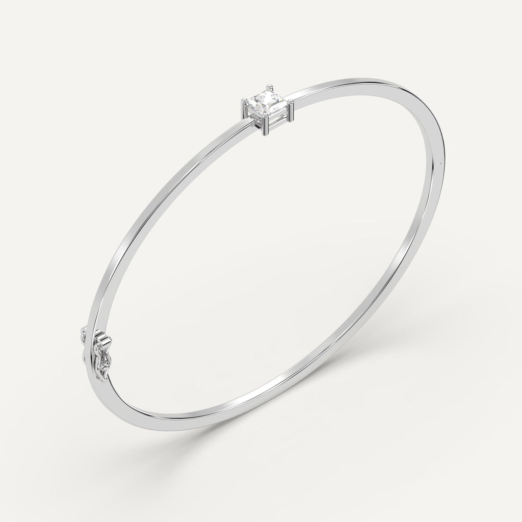 white gold solitaire, bangle bracelets with 1/2 carat princess diamonds