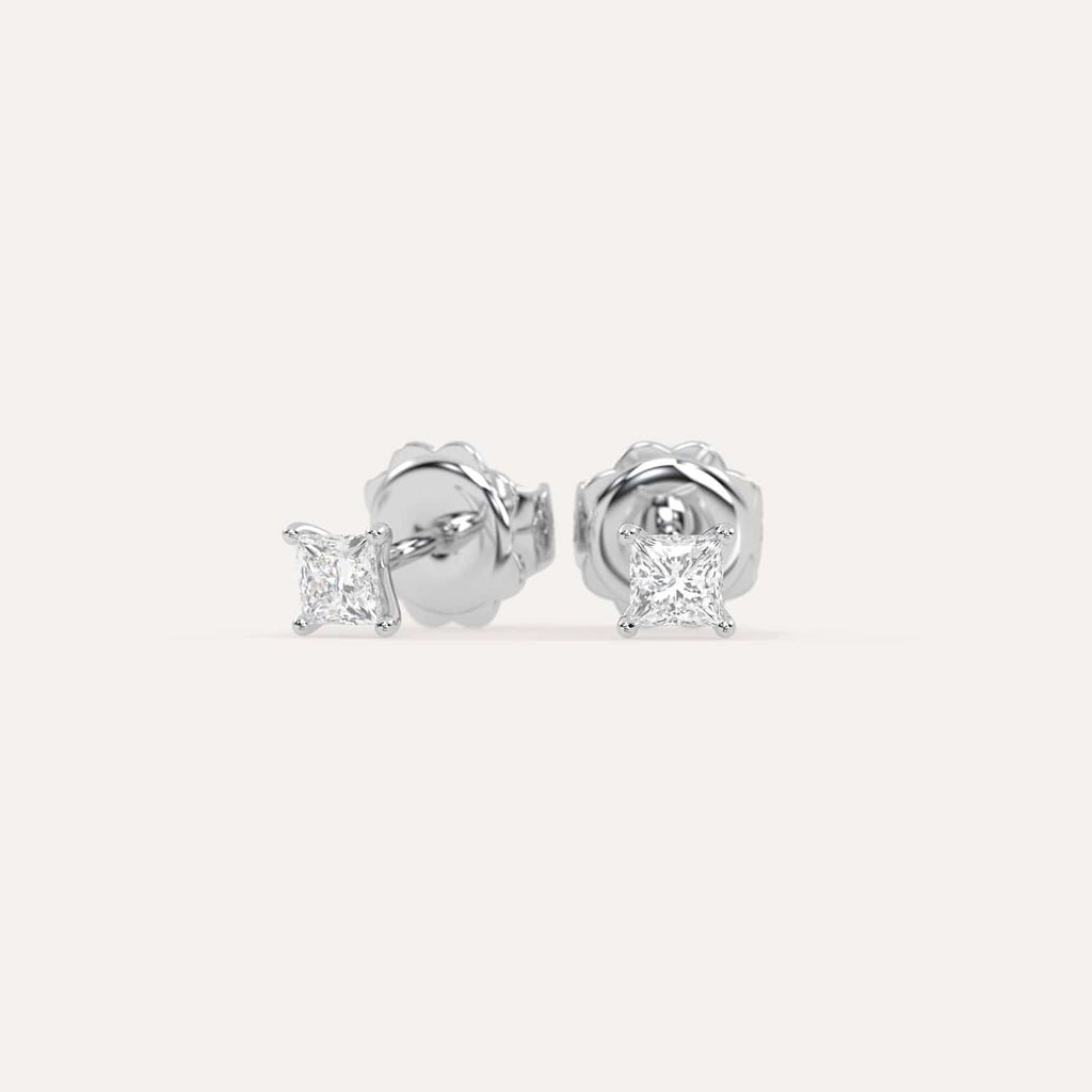 1/2 carat Princess Diamond Stud Earrings, Natural Diamonds White Gold