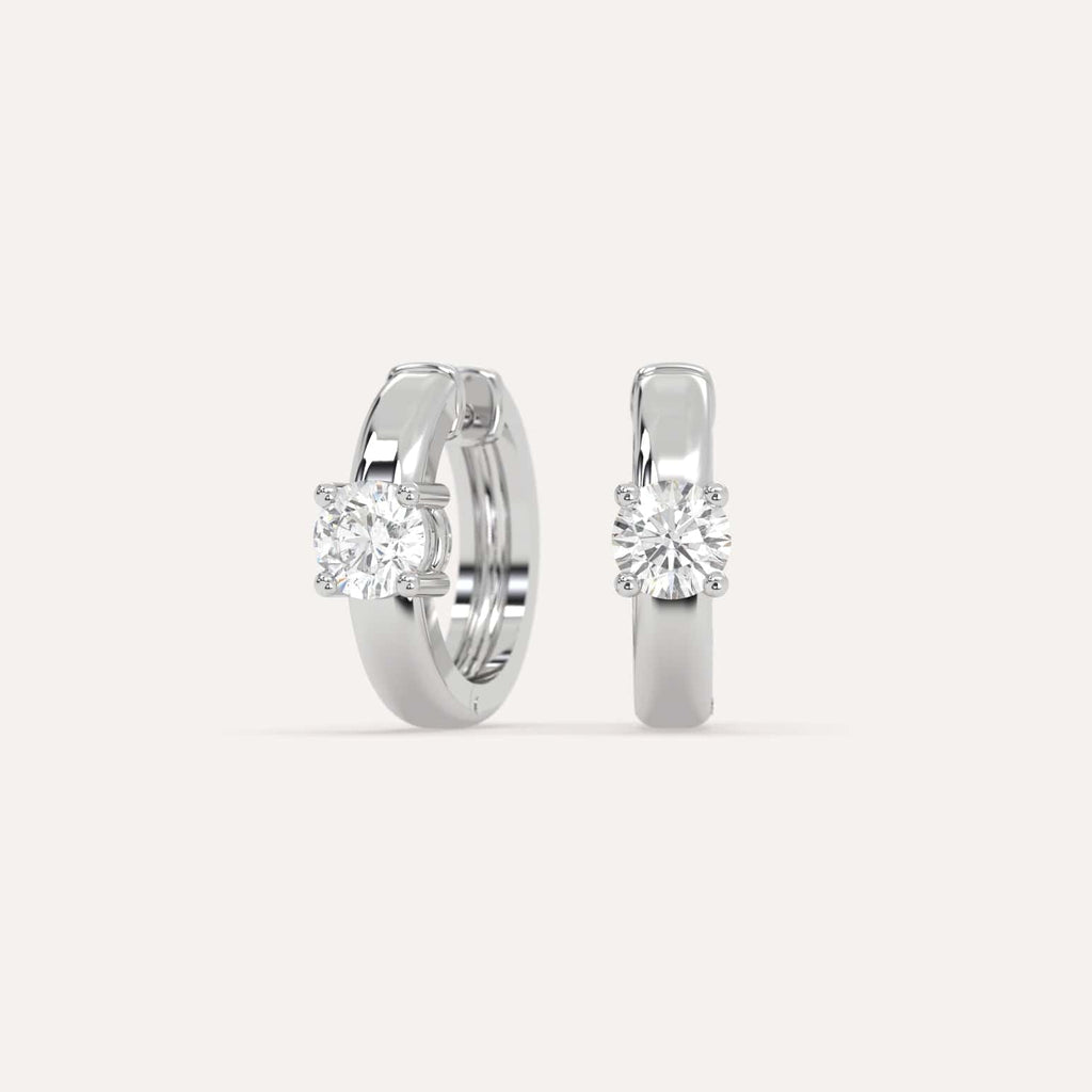1/2 carat Round Natural Diamond Hoop Earrings in White Gold