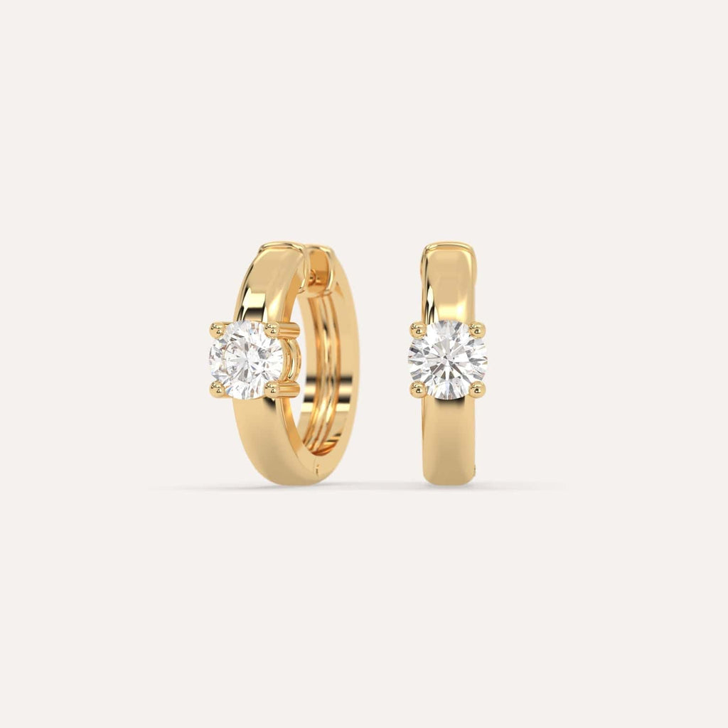 1/2 carat Round Natural Diamond Hoop Earrings in Yellow Gold