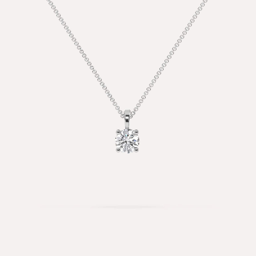 1/2 Carat Simple Solitaire Diamond Pendant Necklace In 14K White Gold
