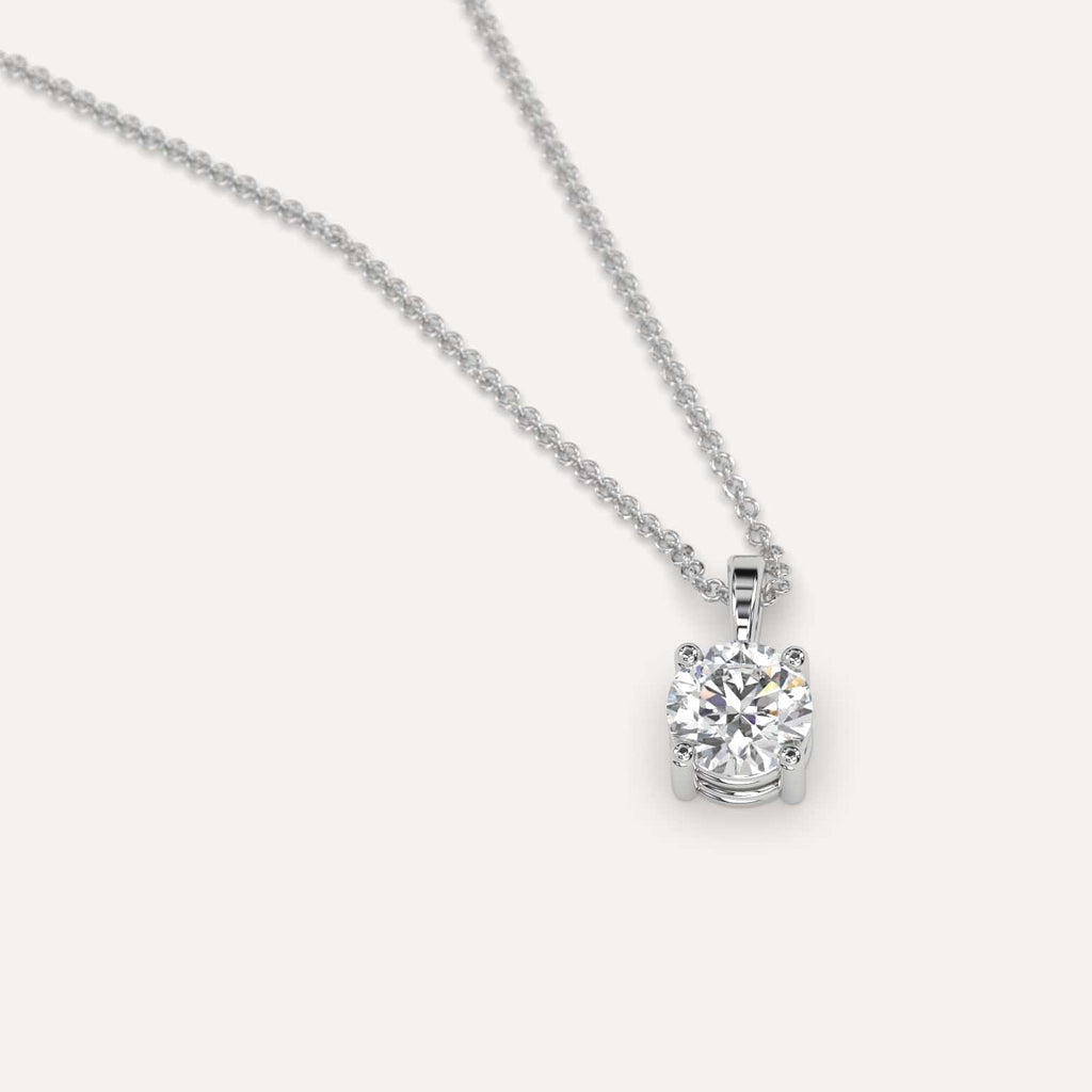 Simple Diamond Pendant Necklace With Round Lab Diamond In White Gold