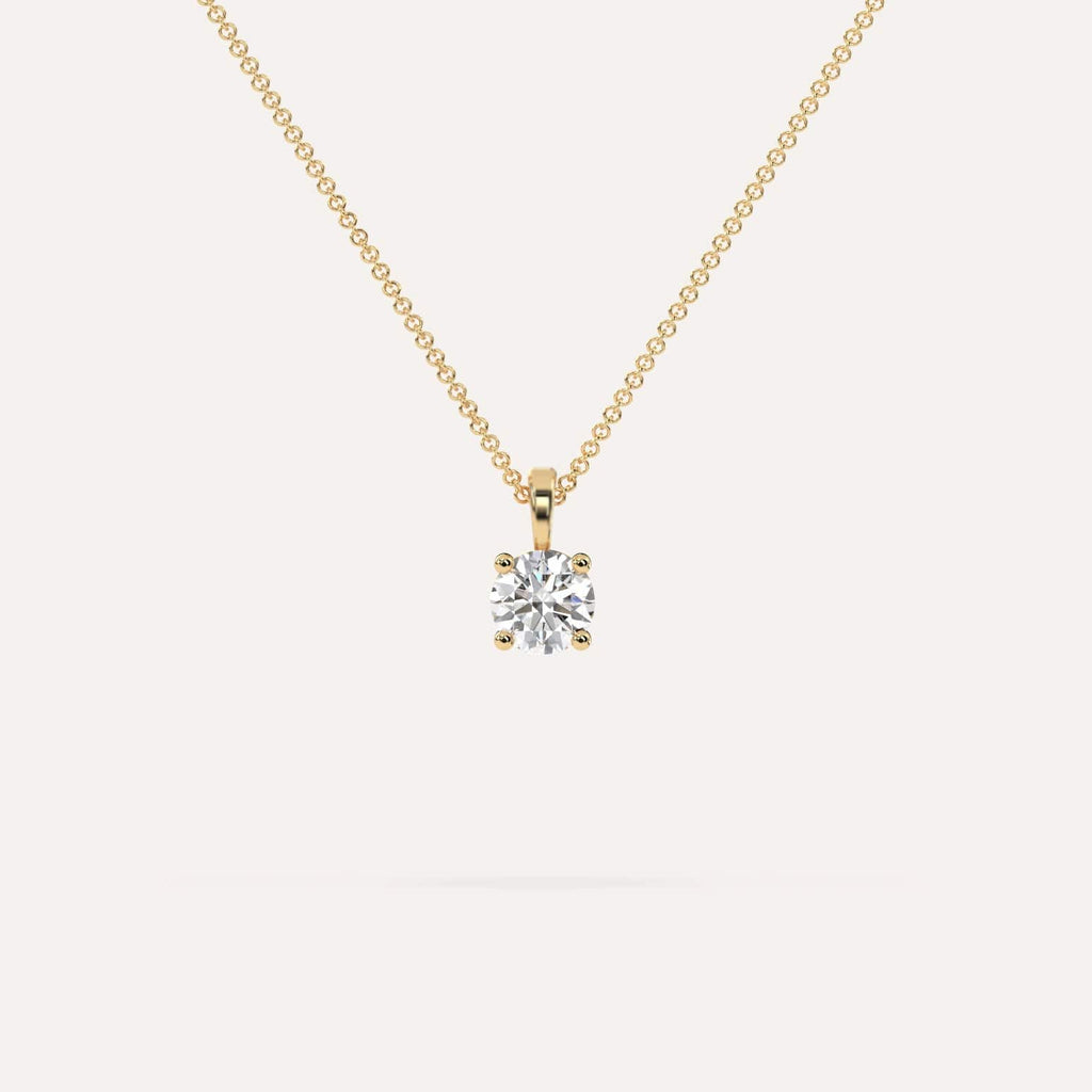 1/2 Carat Simple Solitaire Diamond Pendant Necklace In 14K Yellow Gold
