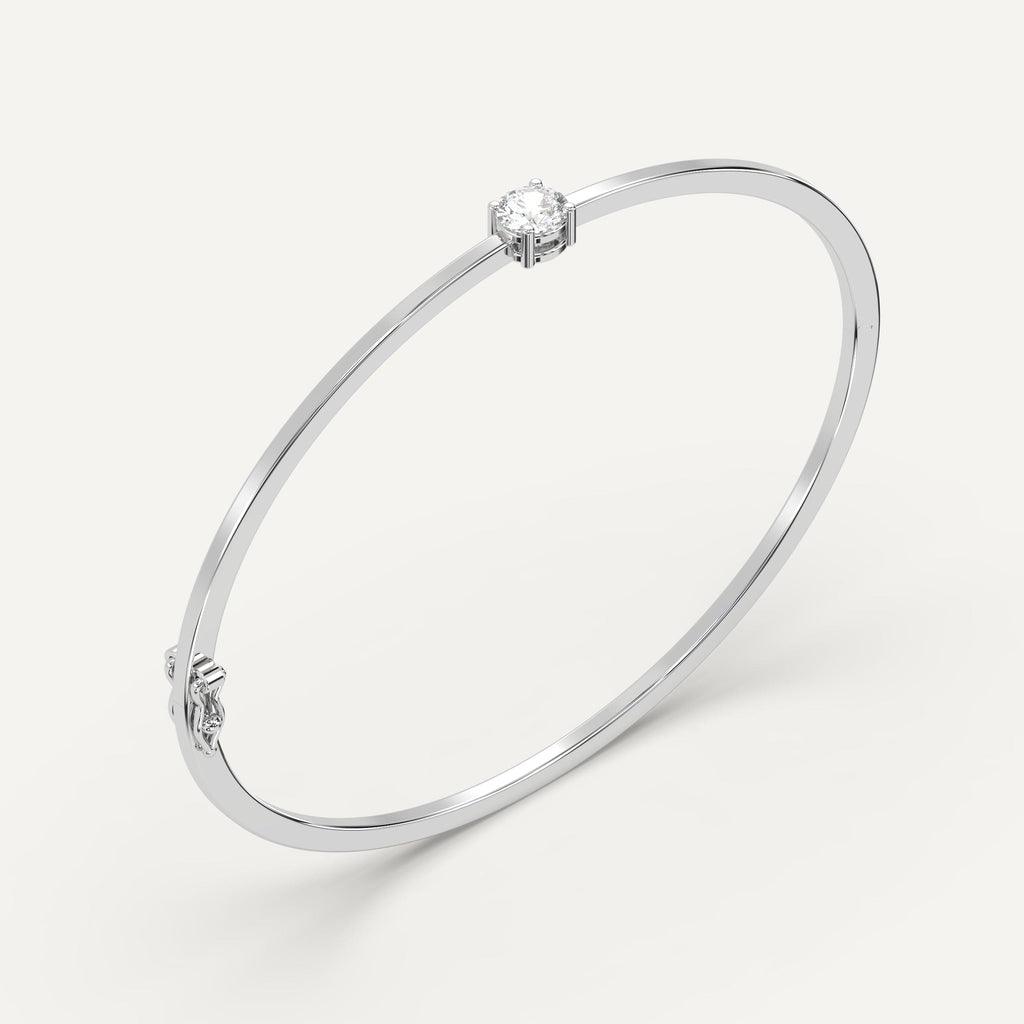 white gold solitaire, bangle bracelets with 1/2 carat round diamonds