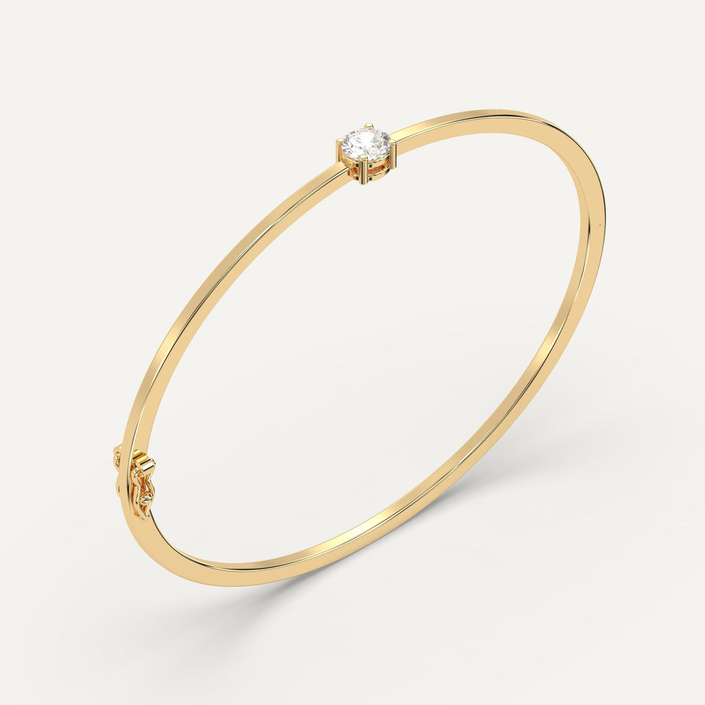 yellow gold solitaire, bangle bracelets with 1/2 carat round diamonds