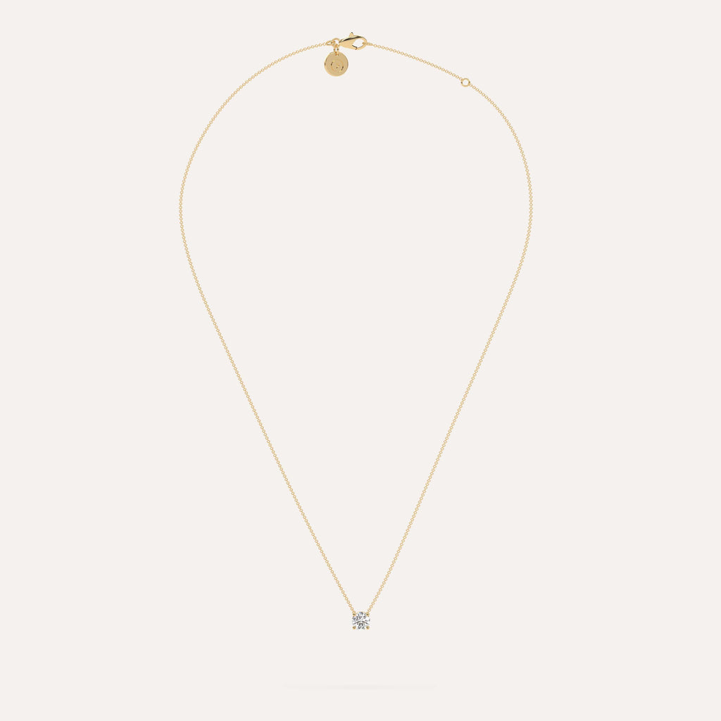 1/2 carat Round Floating Diamond Necklace Natural Yellow Gold